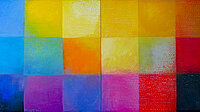 Bild von Andreas Felger (2017), Öl auf Leinwand, bunte Quadrate